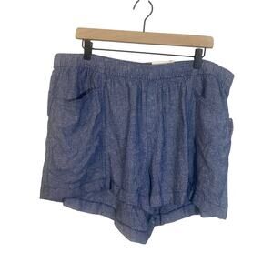 Old Navy NWT High Rise Linen Shorts Chambray Blue Lightweight 3.5" Sz 2X